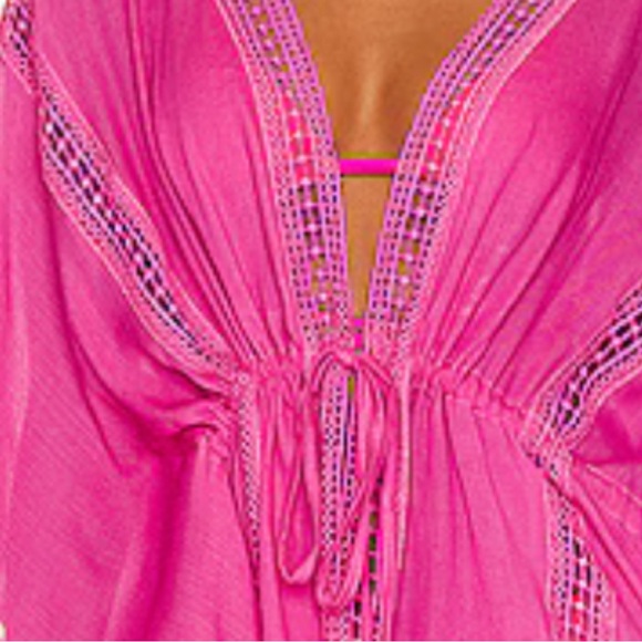 Revolve bnwt viscose cover up OSFA with tassel trim, drawstring waist. - Picture 4 of 6